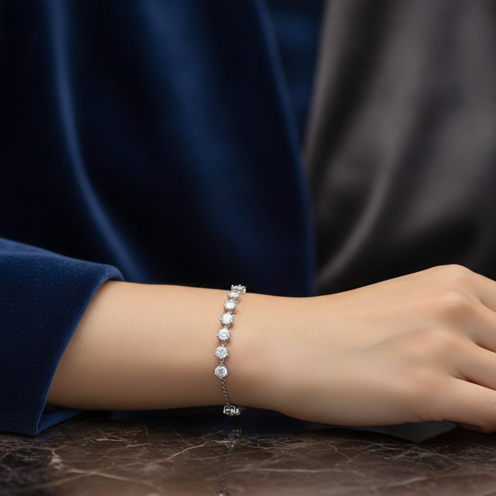 Platinum-plated S925 Silver Shimmering Moissanite Bracelet