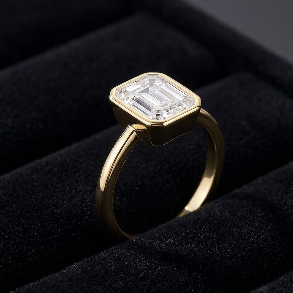 The Aurelian Emerald-Cut Solitaire | 18K Gold & Moissanite
