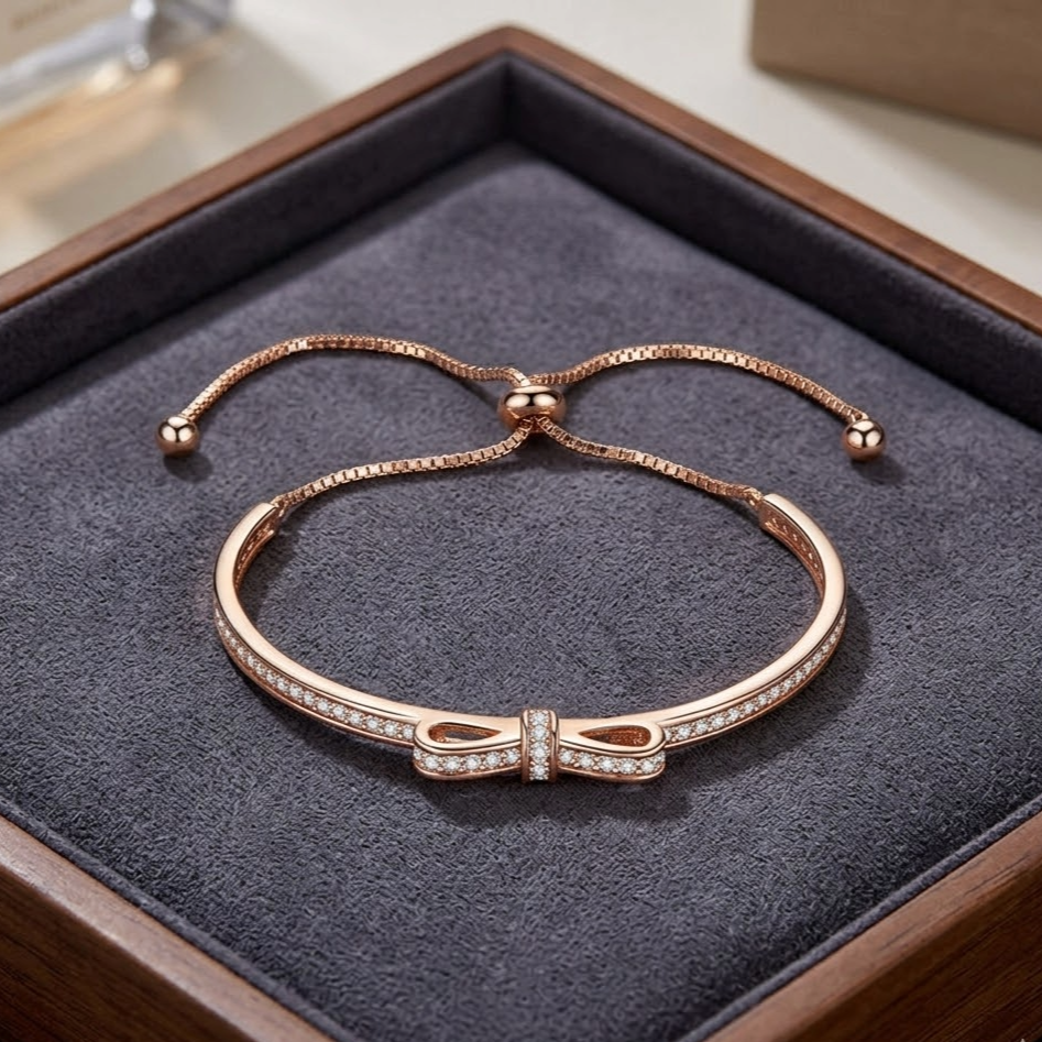 The Colette Pavé Bow Slider Bracelet | 14K Gold Vermeil