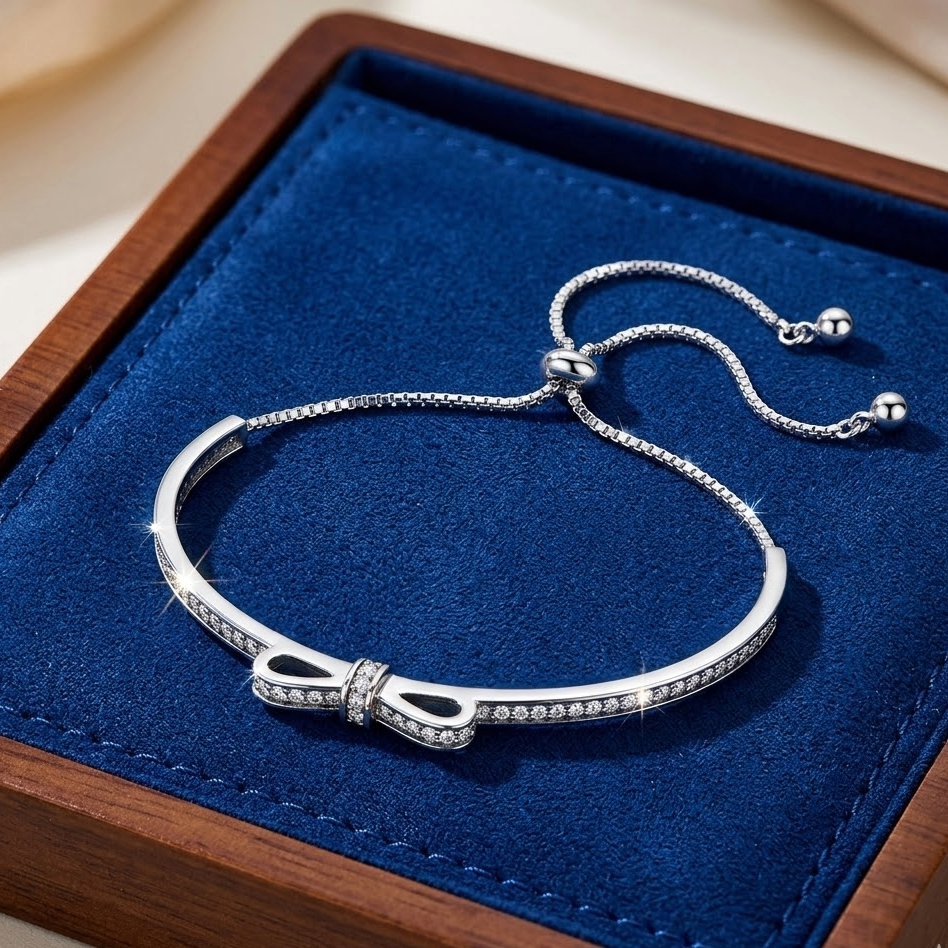 The Colette Pavé Bow Slider Bracelet | 14K Gold Vermeil