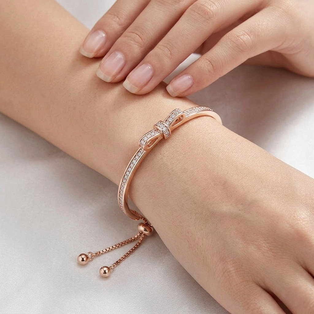 The Colette Pavé Bow Slider Bracelet | 14K Gold Vermeil