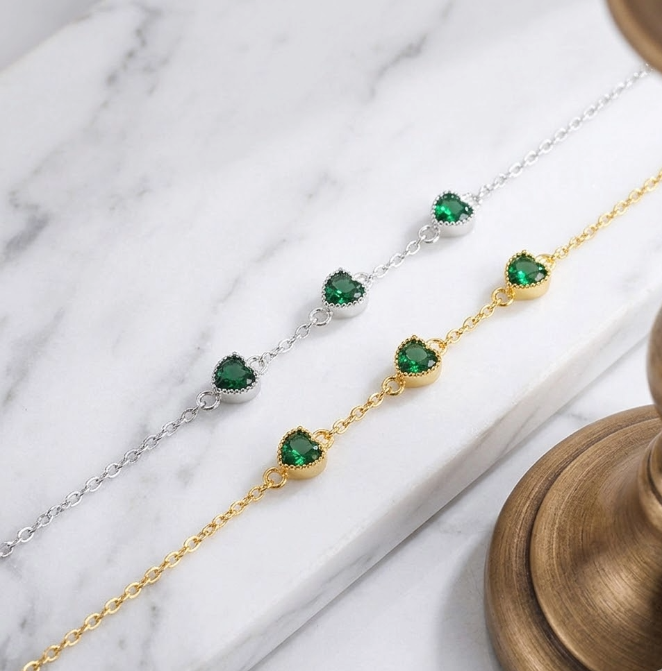 The Eloise Emerald Trio Bracelet | 14K Gold Vermeil