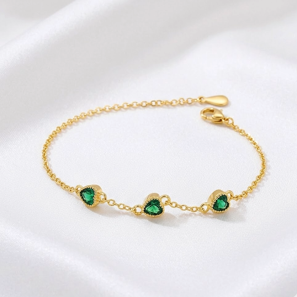 The Eloise Emerald Trio Bracelet | 14K Gold Vermeil
