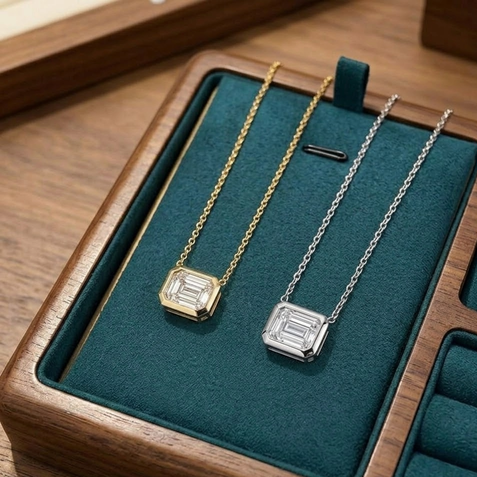 The Celine Emerald-Cut Moissanite Necklace | 1-Carat 18K Gold Vermeil