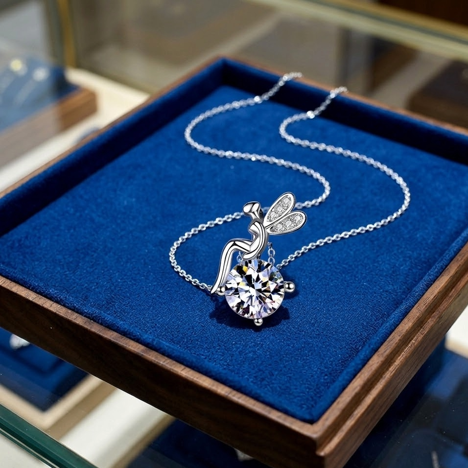 The Seraphina Fairy Necklace | 1-Carat Moissanite & S925 Sterling Silver