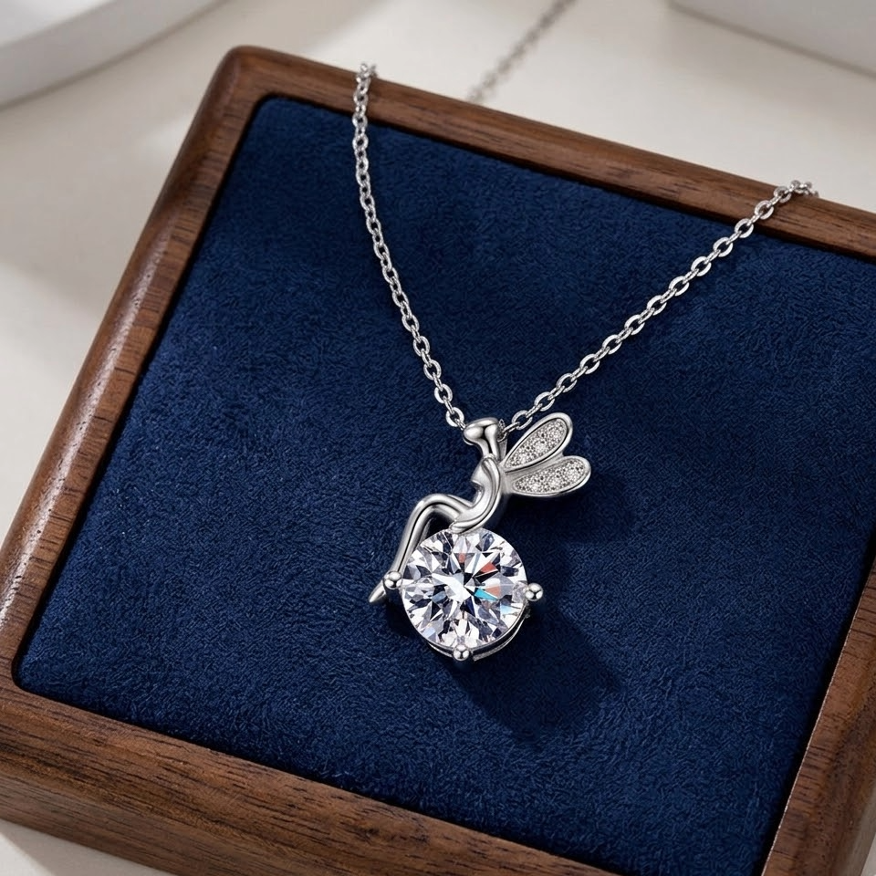 The Seraphina Fairy Necklace | 1-Carat Moissanite & S925 Sterling Silver