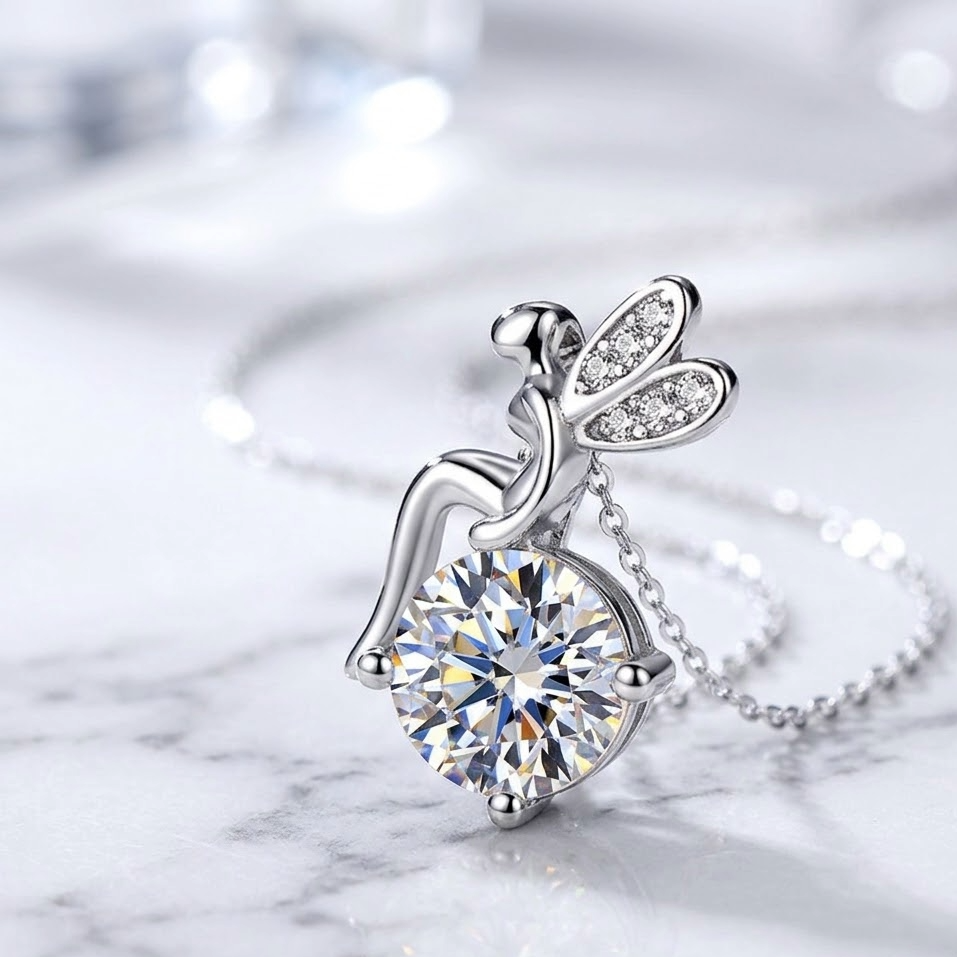 The Seraphina Fairy Necklace | 1-Carat Moissanite & S925 Sterling Silver