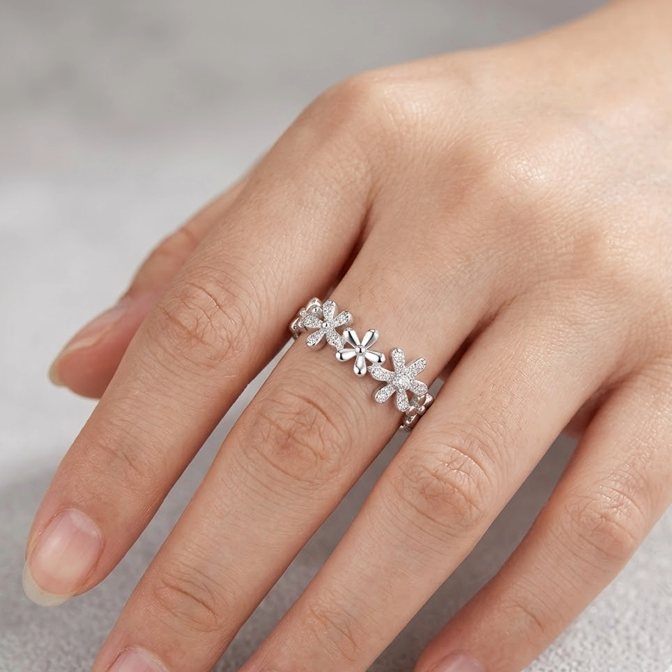 The Flora Petal Band | Genuine S925 Sterling Silver Floral Arrangement
