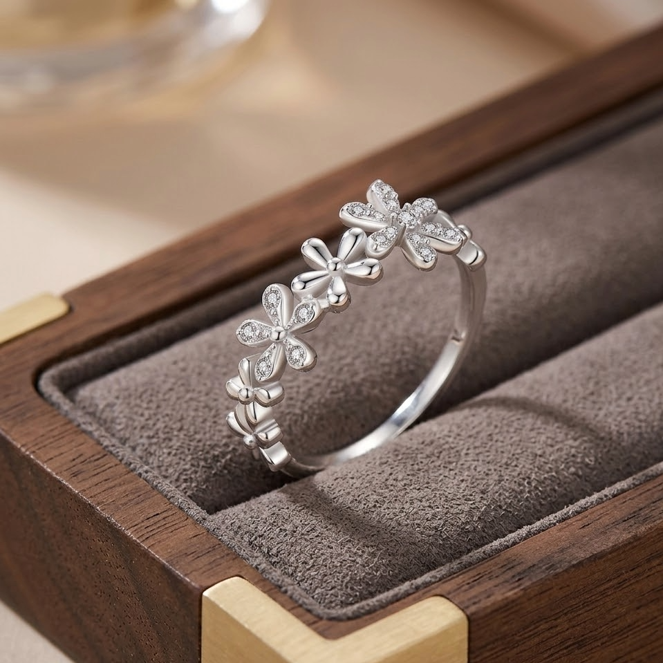 The Flora Petal Band | Genuine S925 Sterling Silver Floral Arrangement