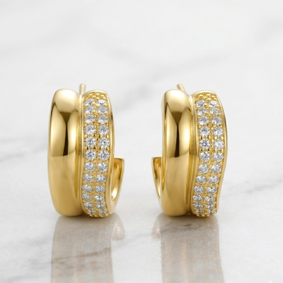 The Gaia Dual-Texture Huggies | Genuine S925 Sterling Silver