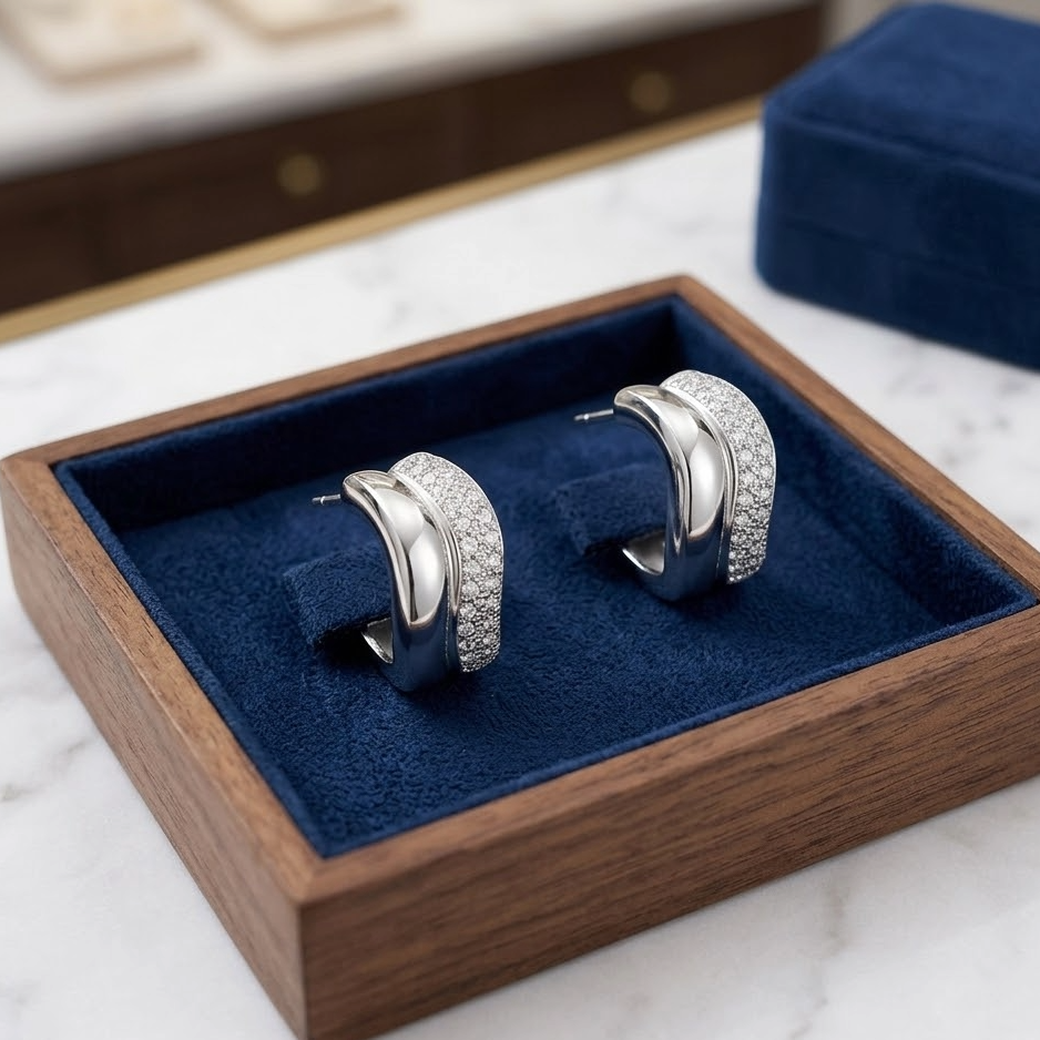 The Gaia Dual-Texture Huggies | Genuine S925 Sterling Silver