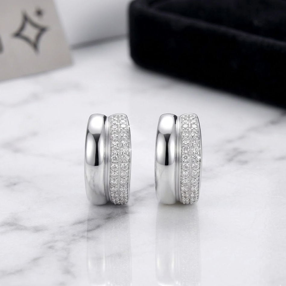 The Gaia Dual-Texture Huggies | Genuine S925 Sterling Silver