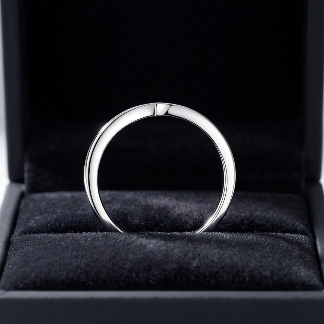 925 Sterling Silver Criss-Cross Moissanite Ring for Women | Crossover Eternity Band