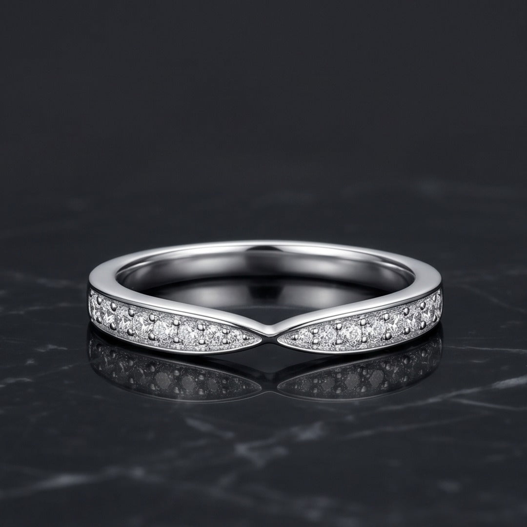 925 Sterling Silver Criss-Cross Moissanite Ring for Women | Crossover Eternity Band