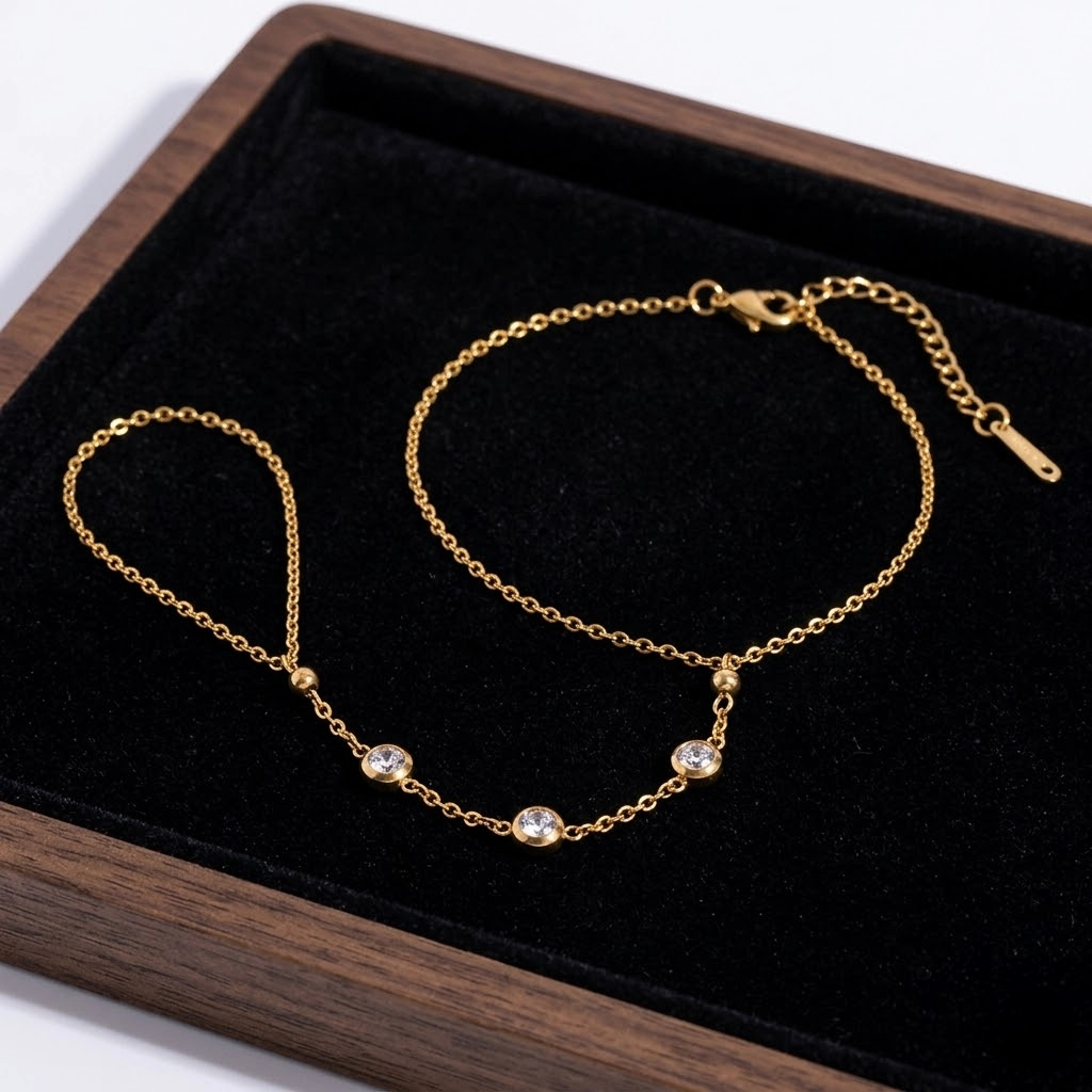 Bohemian Glow Hand Chain Bracelet | 18K Gold Plated