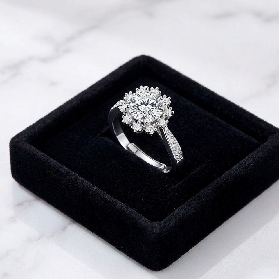 Ice & Snow 1 Carat Moissanite Sterling Silver Ring
