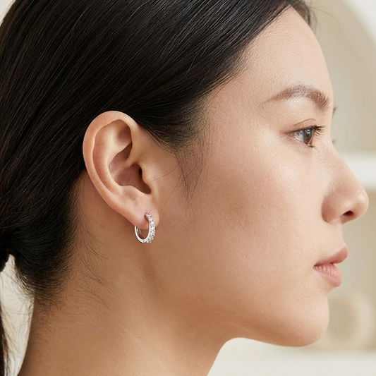 The Lumina Pavé Huggie Hoops | Genuine S925 Sterling Silver