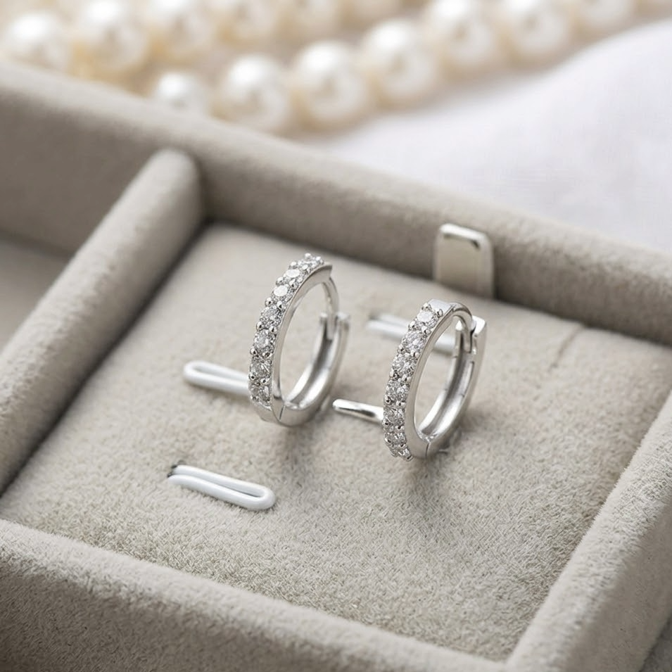 The Lumina Pavé Huggie Hoops | Genuine S925 Sterling Silver