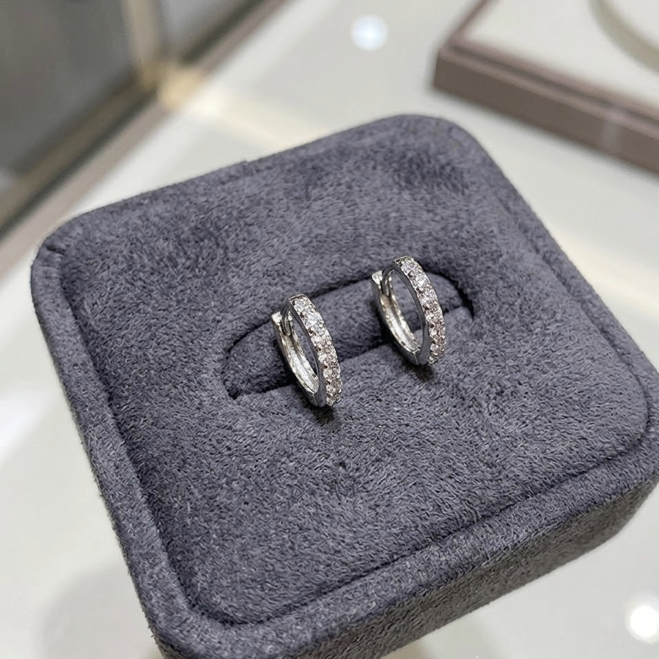 The Lumina Pavé Huggie Hoops | Genuine S925 Sterling Silver