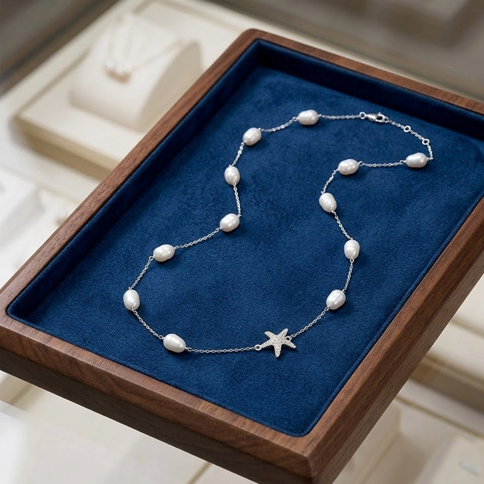 The Maris Freshwater Pearl & Starfish Necklace | 14K Gold Vermeil