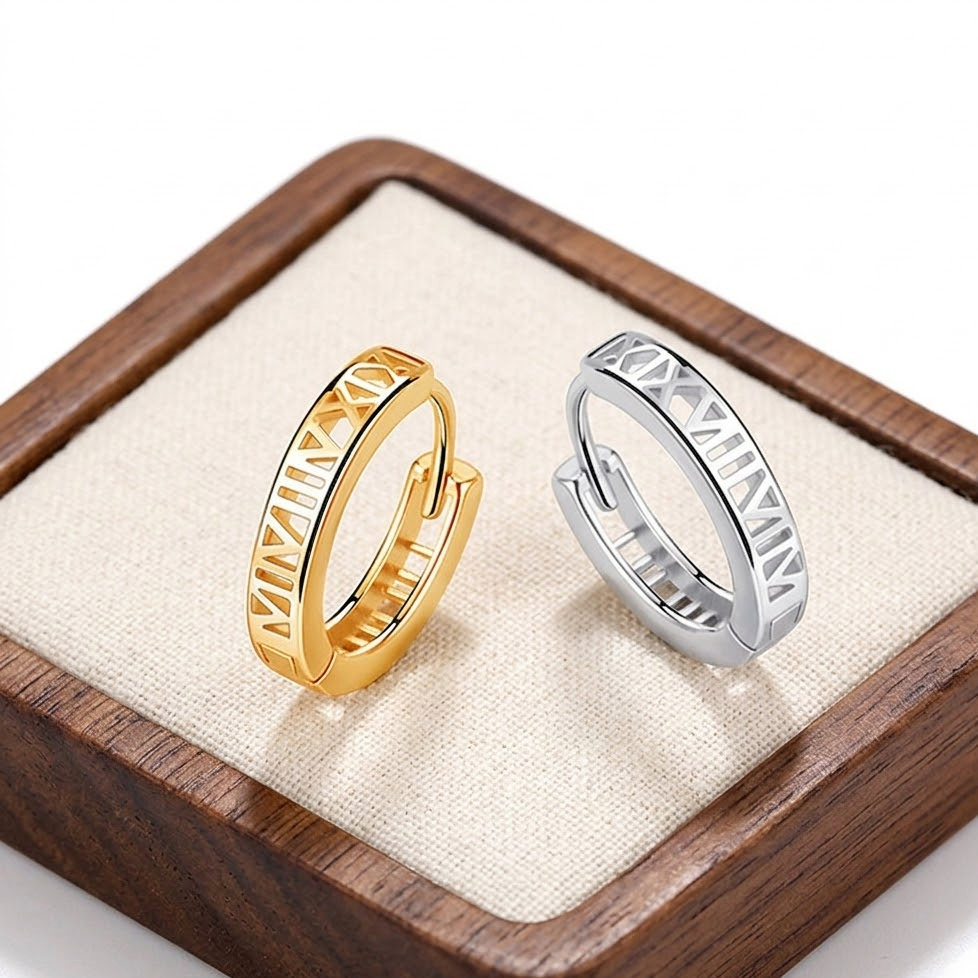 The Pantheon Roman Numeral Hoops | Genuine S925 Sterling Silver