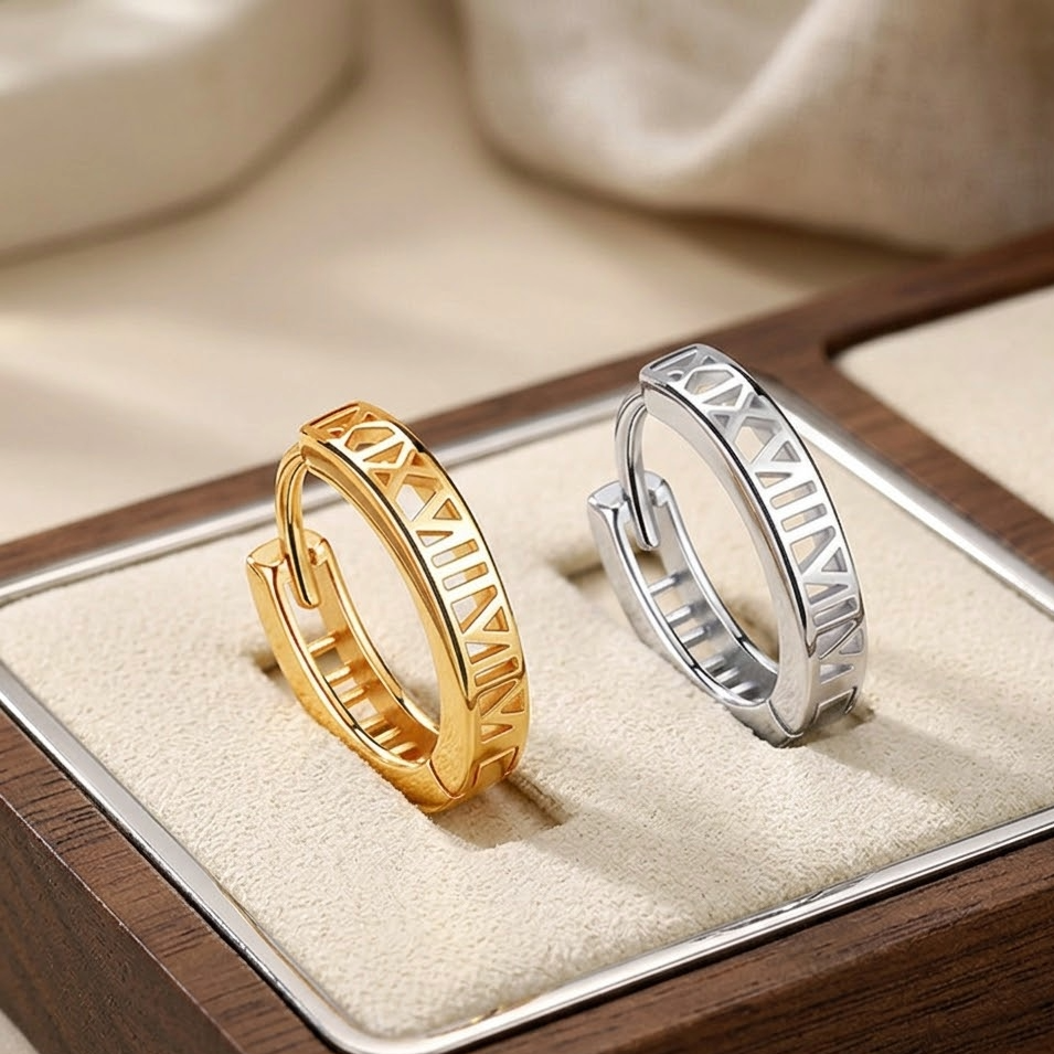 The Pantheon Roman Numeral Hoops | Genuine S925 Sterling Silver