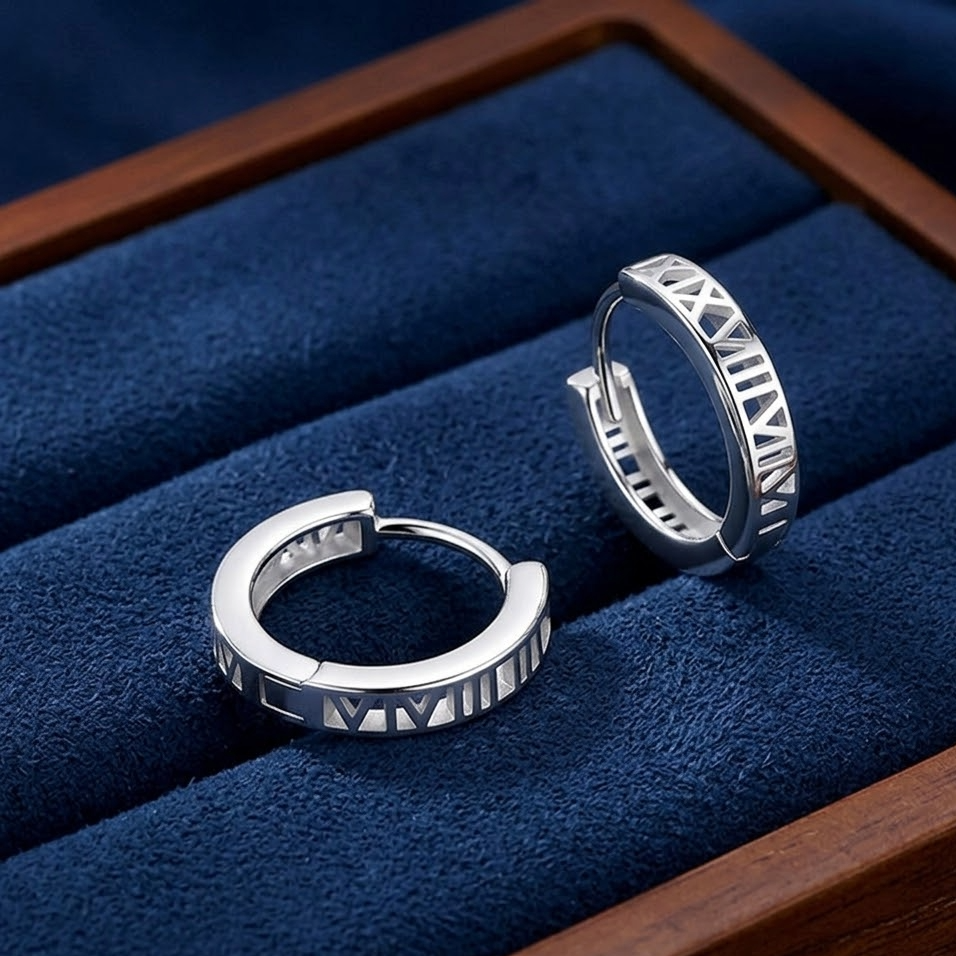 The Pantheon Roman Numeral Hoops | Genuine S925 Sterling Silver