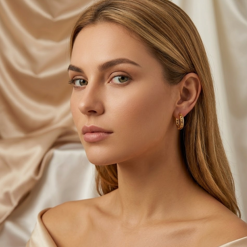 The Pantheon Roman Numeral Hoops | Genuine S925 Sterling Silver
