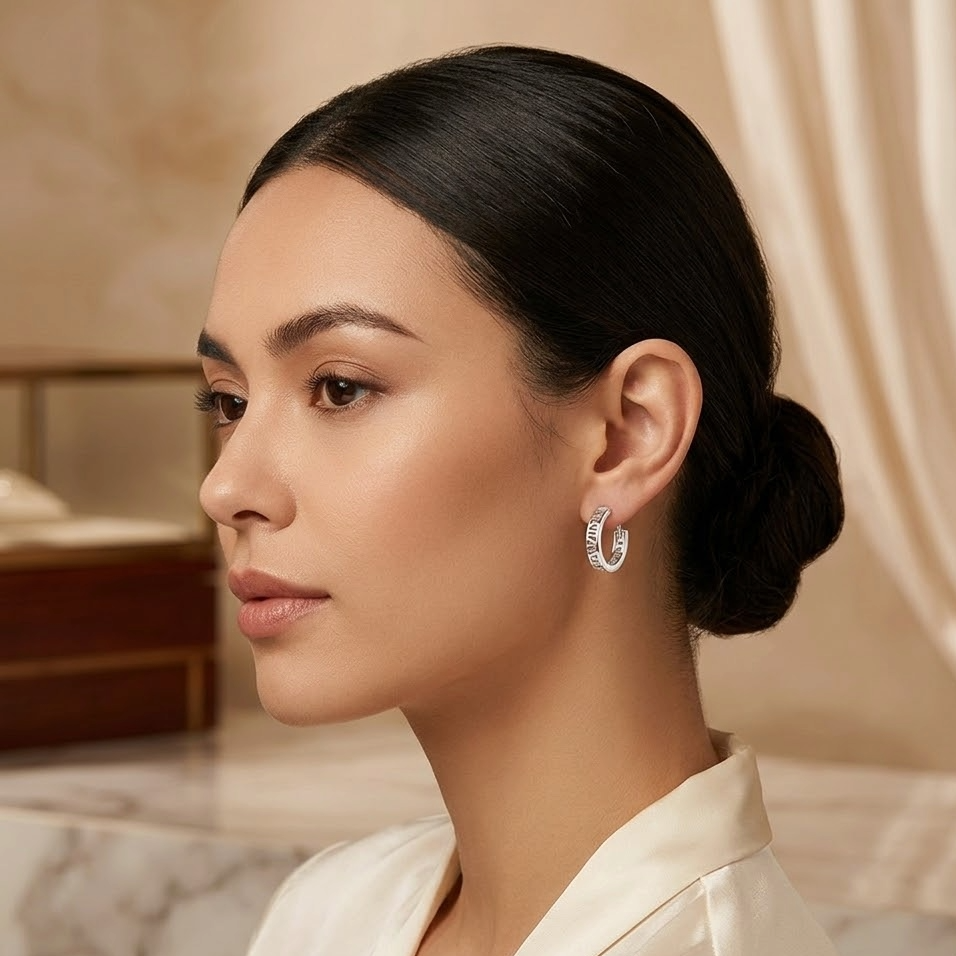 The Pantheon Roman Numeral Hoops | Genuine S925 Sterling Silver