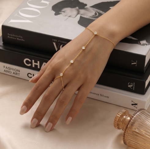 Ethereal S925 Gold-Plated Sterling Silver Finger Link Bracelet