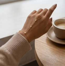 Ethereal S925 Gold-Plated Sterling Silver Finger Link Bracelet