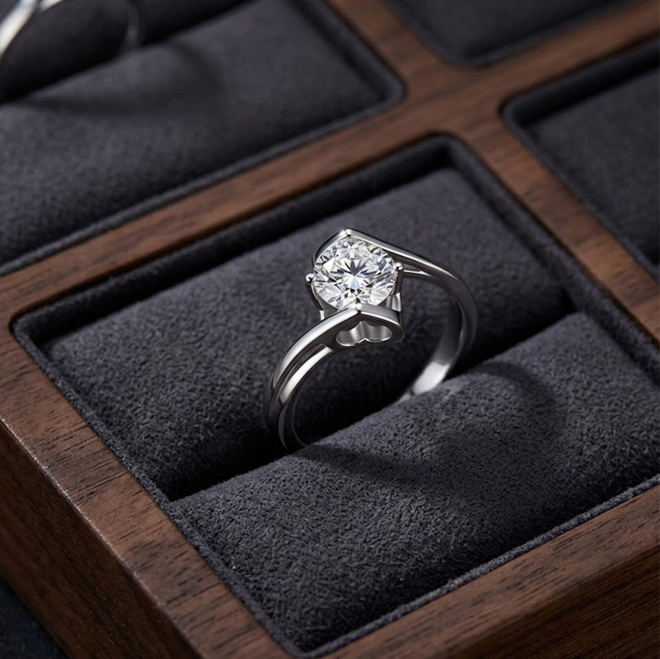 The Seraphic Heart 1-Carat Moissanite Ring | Platinum Plated S925 Silver