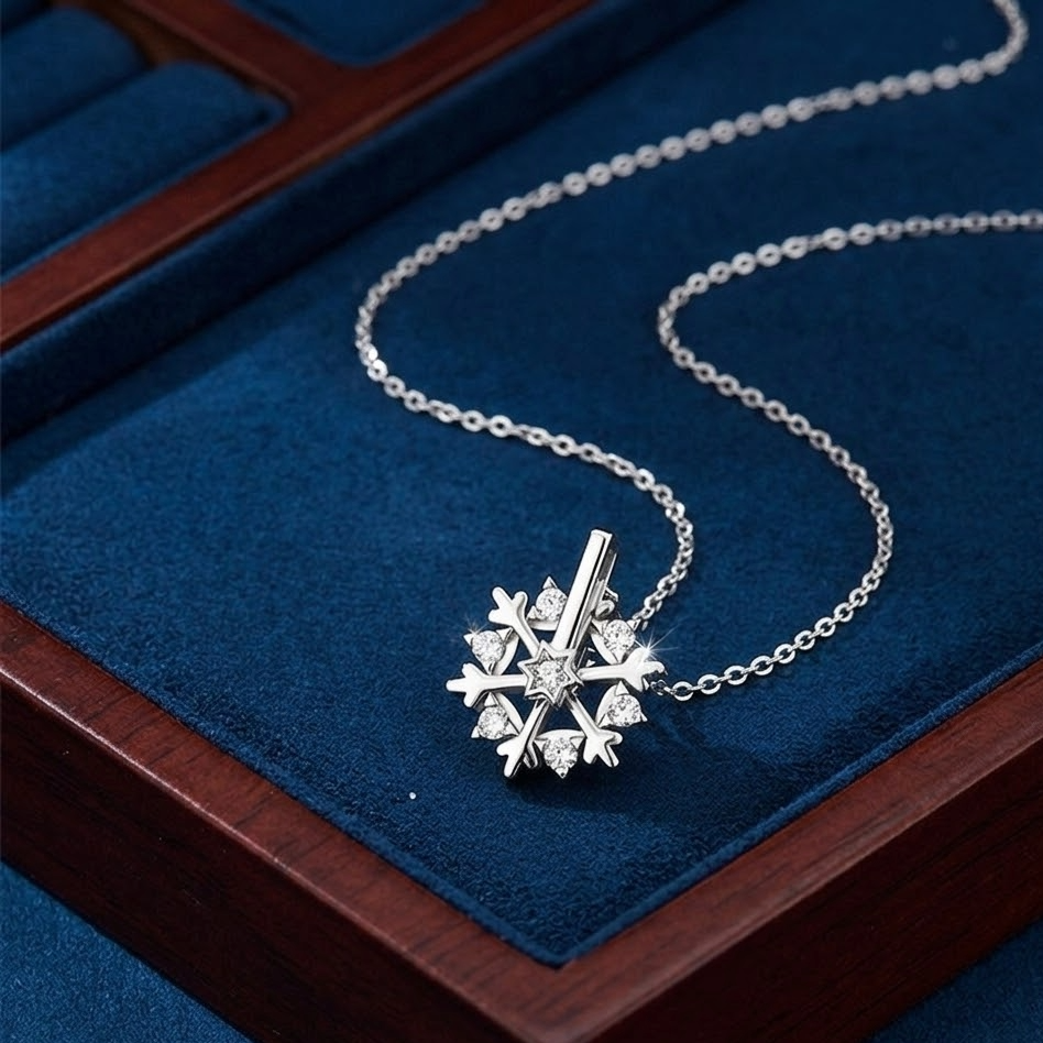 The Lumina Kinetic Snowflake Necklace | 18K Gold Vermeil