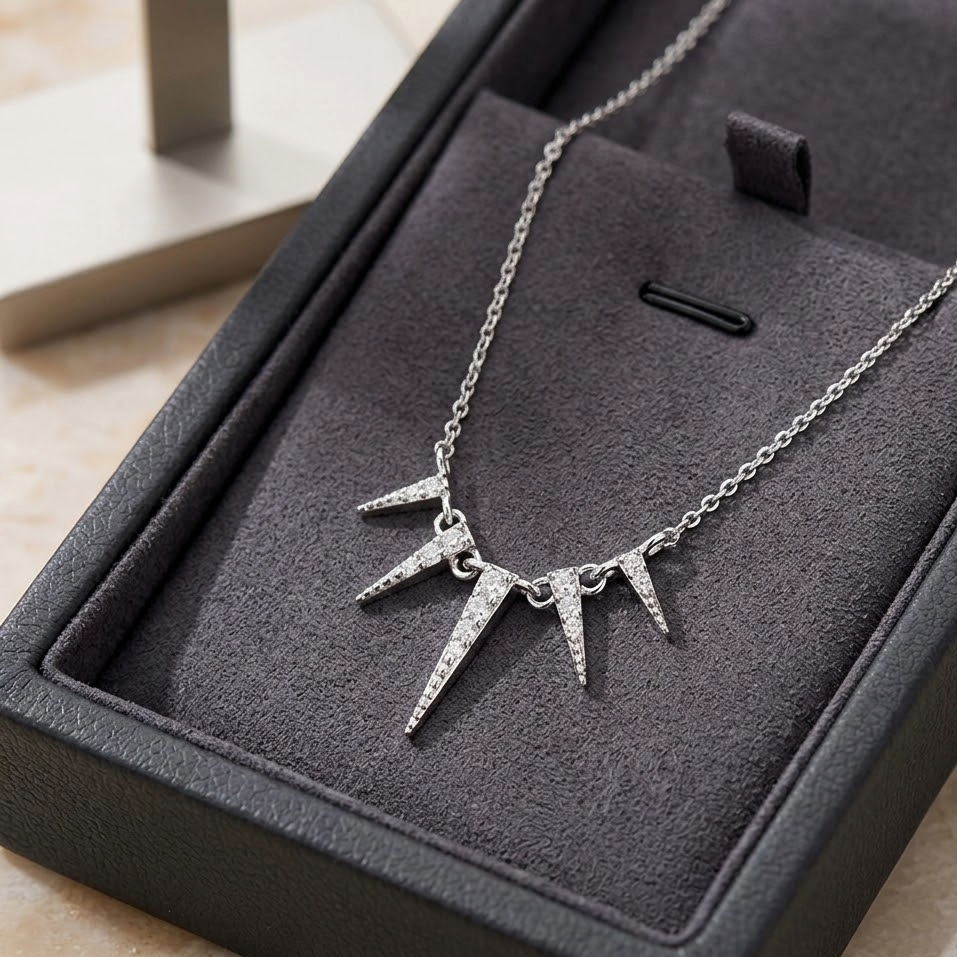The Lyra Tapered Spike Necklace | 18K Gold Vermeil & Pavé Zirconia