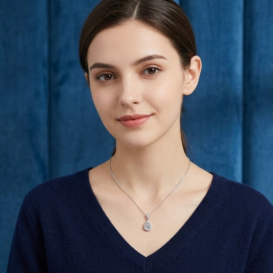 The Lachlan Teardrop Halo Necklace | 1-Carat Moissanite in S925 Sterling Silver