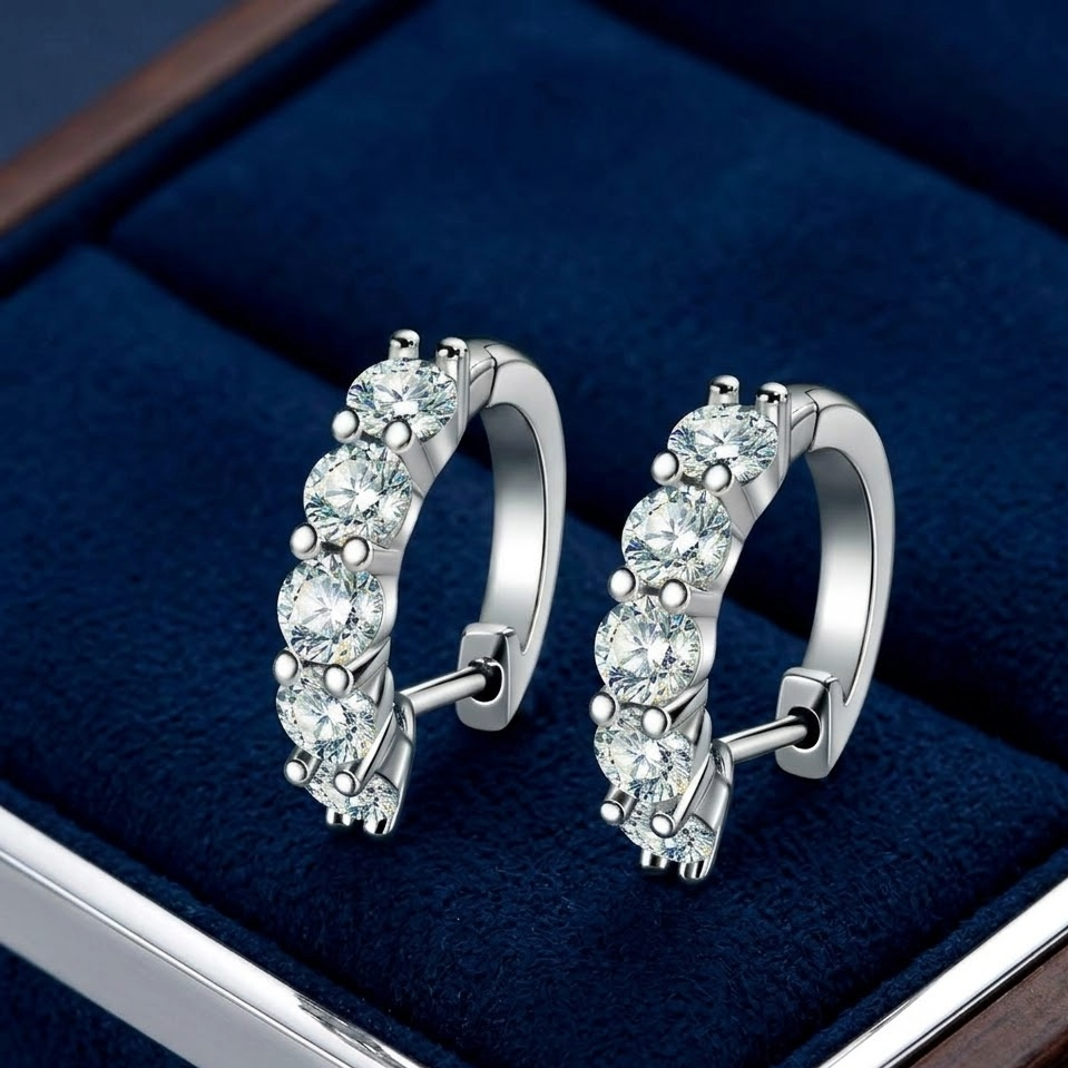The Quintessence 5-Carat Moissanite Hoops | D-Color S925 Sterling Silver
