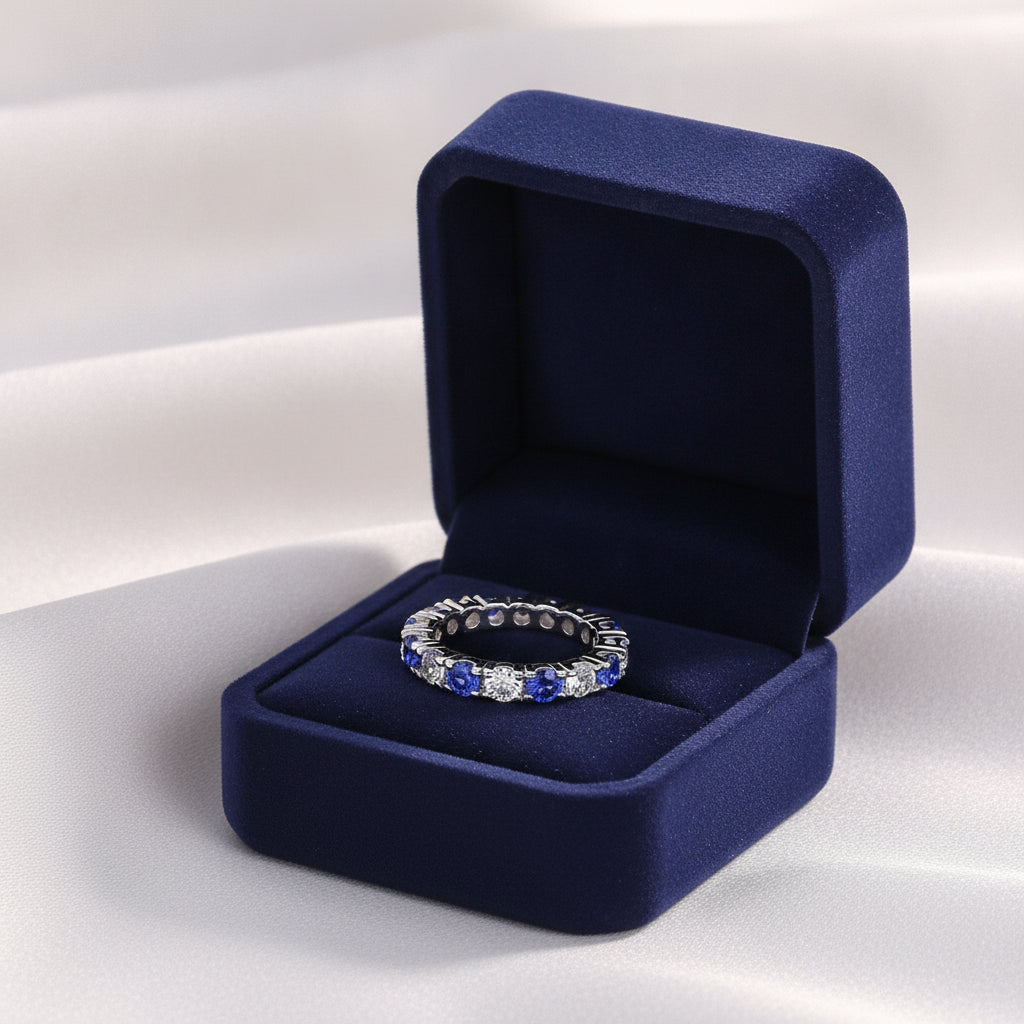 S925 Sterling Silver Platinum Plated Eternity Ring for Women