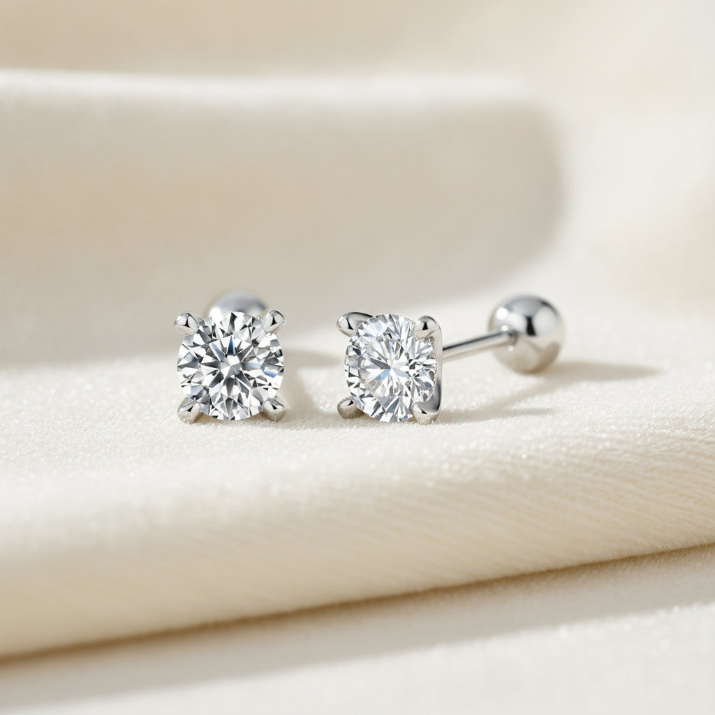Platinum Plated S925 Silver Moissanite Stud Earrings