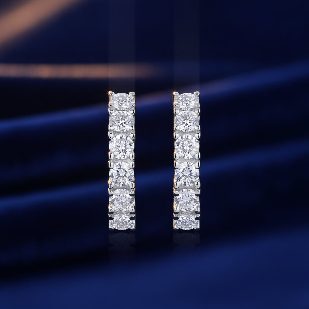 Moissanite S925 Platinum Plated Silver Stud Earrings