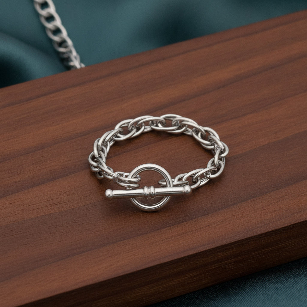 Rough U-Shaped Unisex Titanium Steel OT Buckle Chain Bracelet for Everyday Style