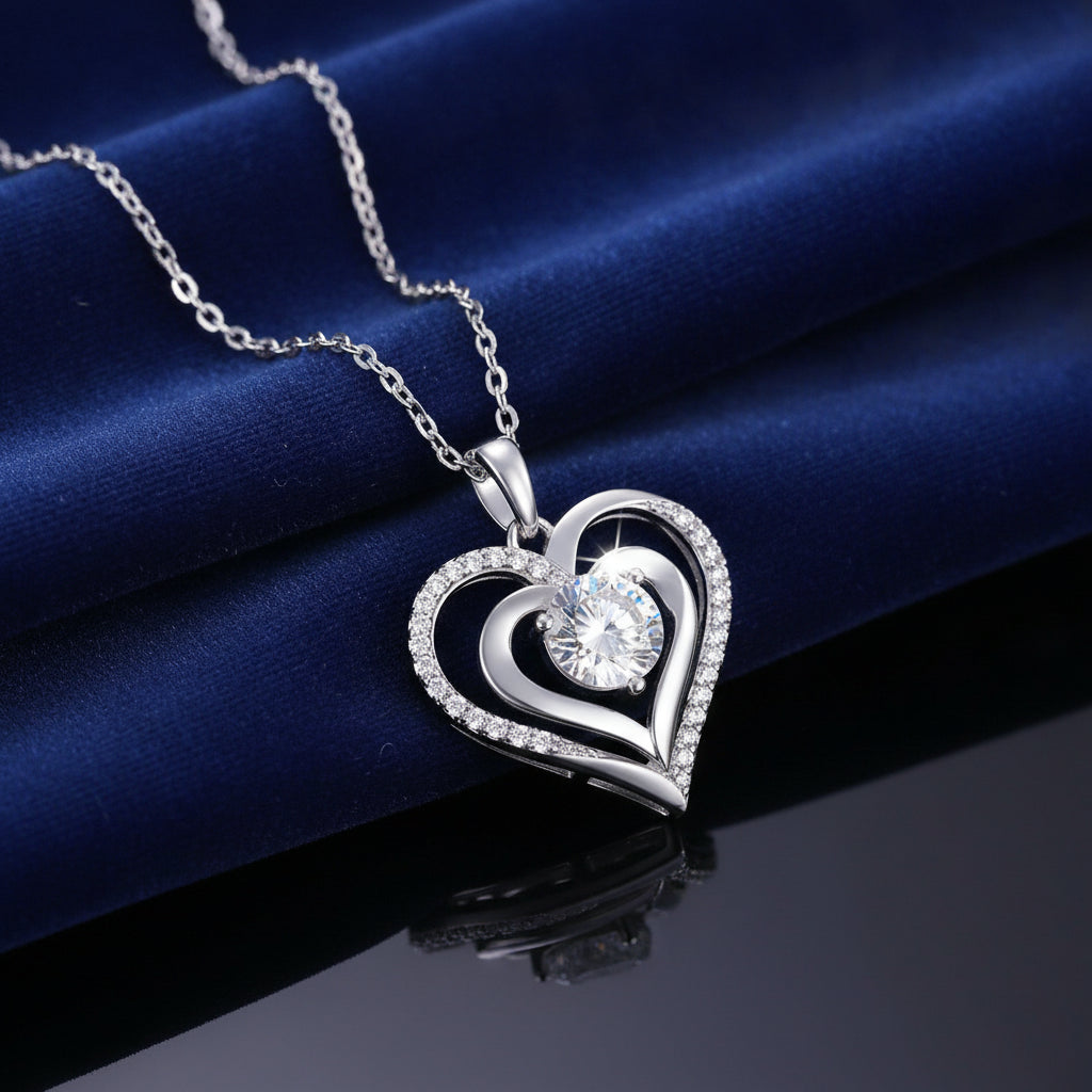 Platinum Plated S925 Silver Moissanite Pendant Necklace