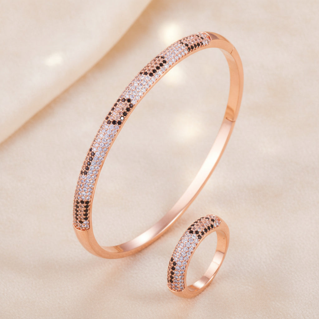 Simple Copper Plated Platinum Inlaid Zircon Bracelet for Women