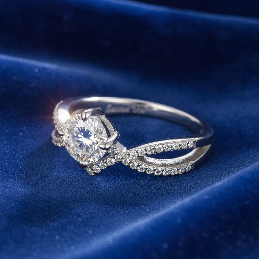 Platinum Plated S925 Silver Moissanite Ring