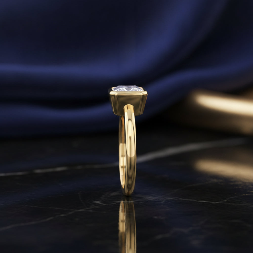 Octagonal Moissanite Platinum Plated S925 Silver Ring