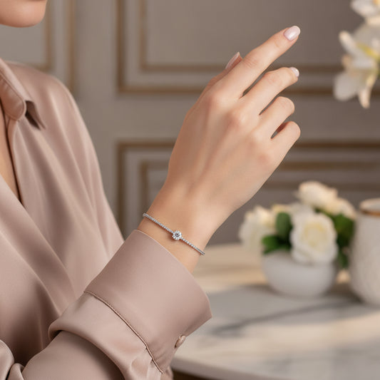 Platinum-plated S925 Silver Moissanite Bracelet