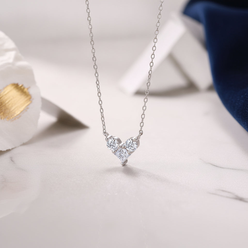 Square Moissanite S925 Platinum Plated Silver Necklace