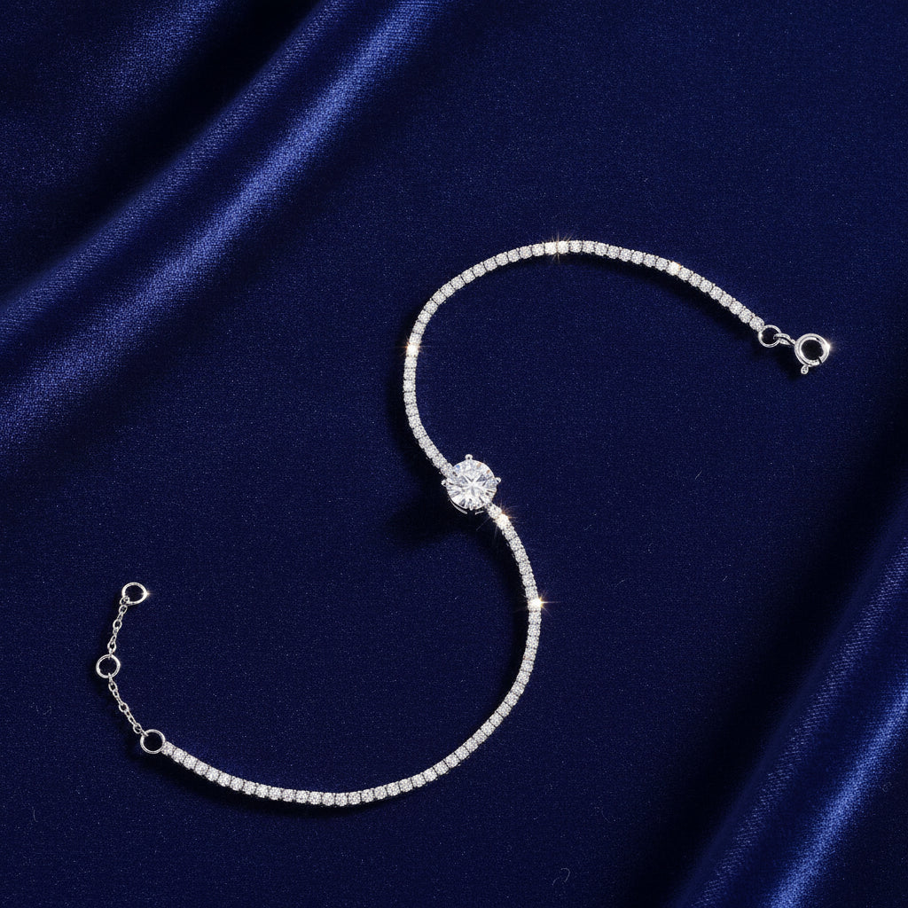 Platinum-plated S925 Silver Moissanite Bracelet