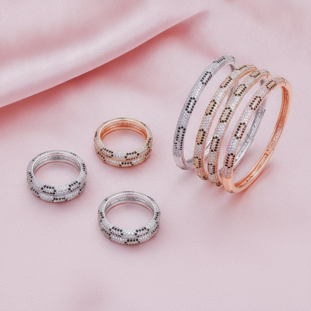 Simple Copper Plated Platinum Inlaid Zircon Bracelet for Women