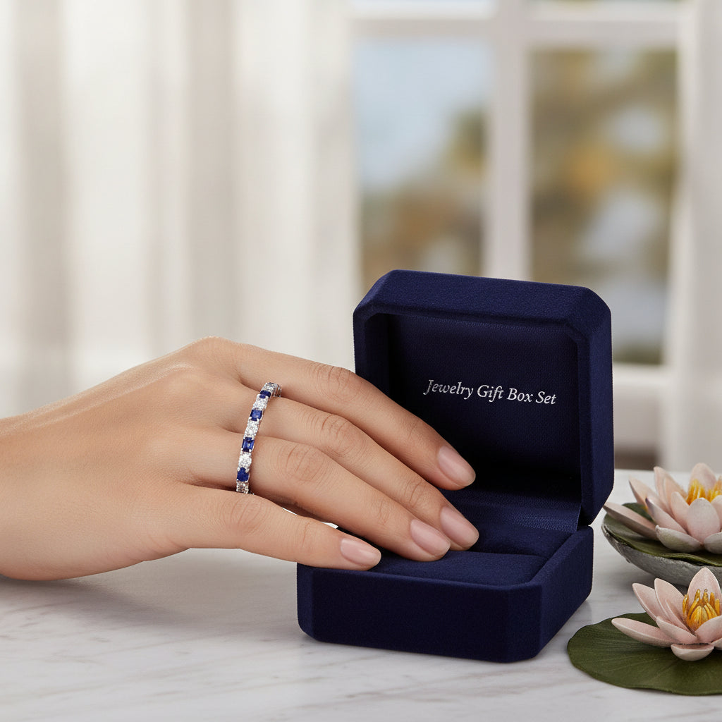 S925 Sterling Silver Platinum Plated Eternity Ring for Women