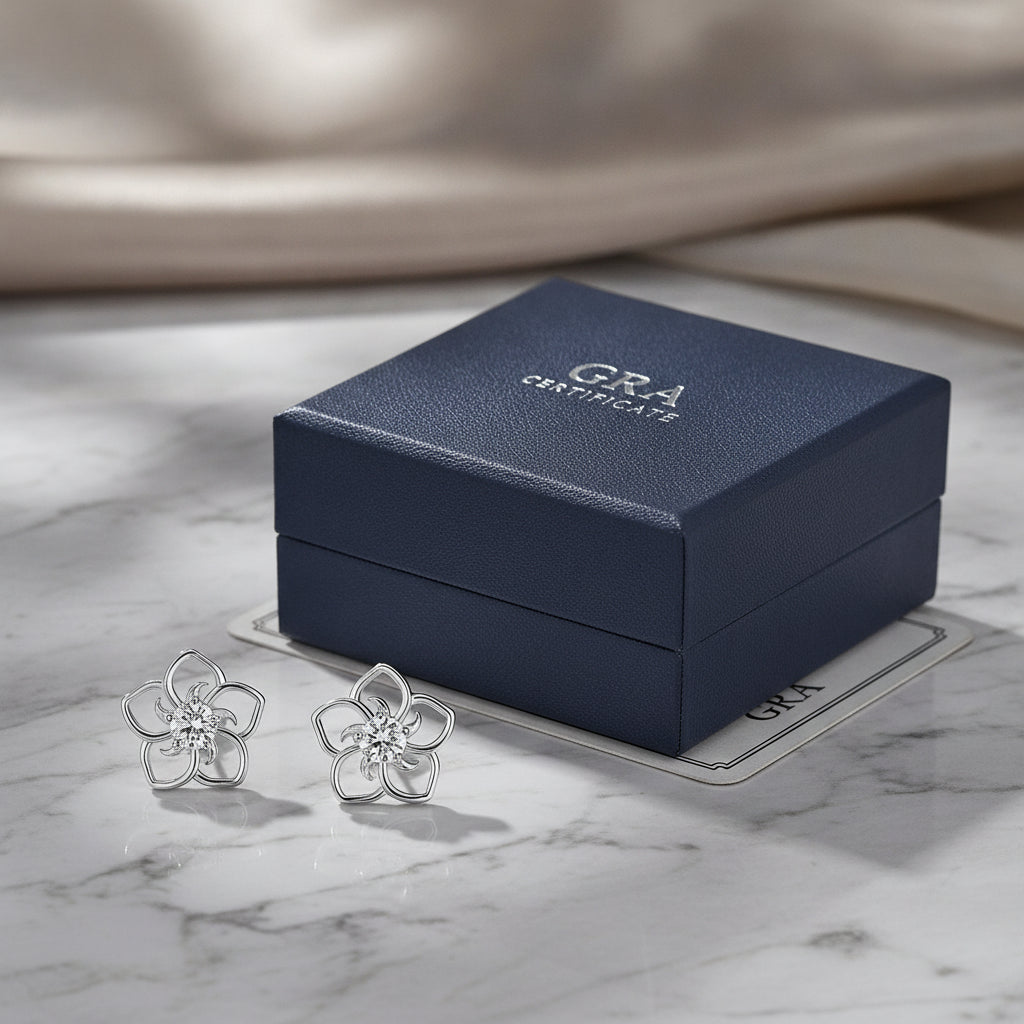 S925 Sterling Silver Moissanite Abstract Flower Stud Earrings